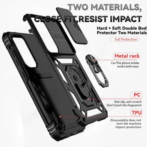 Miniatura 8 de Funda para Samsung Galaxy S24 con cubierta para lente de cámara, protector de pantalla HD, doble capa de grado militar, probada contra caídas