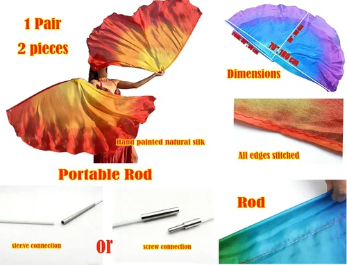 Miniatura 2 de Winged Sirenny Banderas de seda de ala de ángel de adoración de 70 pulgadas con varillas flexibles, bandera de seda translúcida circular pintada a
