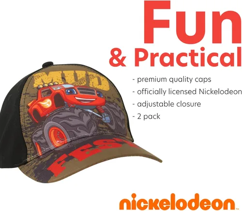 Miniatura 3 de Nickelodeon Blaze The Monster Machines - Juego de 2 gorras de béisbol de algodón edades 2-4
