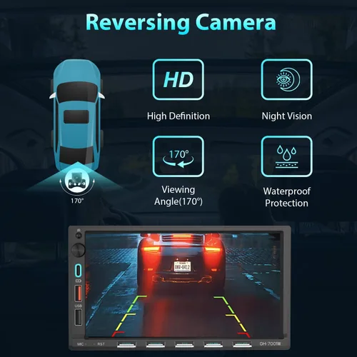 Miniatura 6 de Estéreo de auto doble DIN con pantalla táctil de 7 pulgadas, compatible con Apple CarPlay, Android, Bluetooth, radio AM/FM, USB, carga rápida 3A