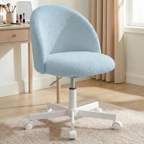 Miniatura 10 de NEO CHAIR Silla de tocador de oficina con ruedas, cómoda silla de escritorio para niñas, linda computadora, pequeña, sin brazos, altura ajustable