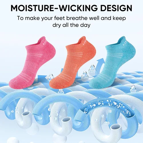 Miniatura 5 de calcetines tobilleros para mujer, 6 pares de calcetines deportivos con suela acolchada