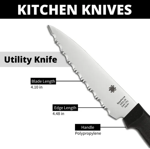 Miniatura 4 de Spyderco Cuchillo utilitario de cocina ligero con hoja de acero inoxidable MBS-26 y mango de plástico de polipropileno Negro