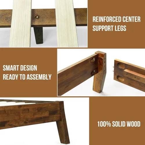 Miniatura 5 de Acacia Serenity - Base de cama King y cabecero de madera maciza, base de cama y cabecero de cama tamaño King, cama de madera escandinava compatible