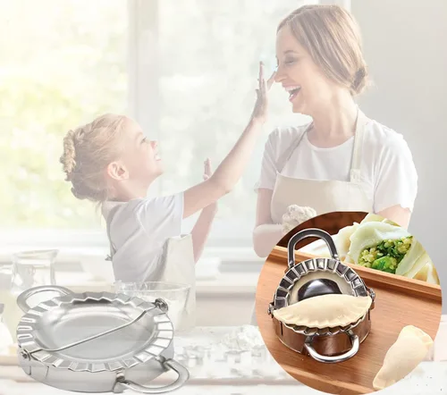 Miniatura 5 de Prensa Molde de Acero Inoxidable para Hacer Dumplings Empanadas Ravioles - Molde Wonton, Herramienta Fácil para Envoltorio de Dumplings Cortador Gris