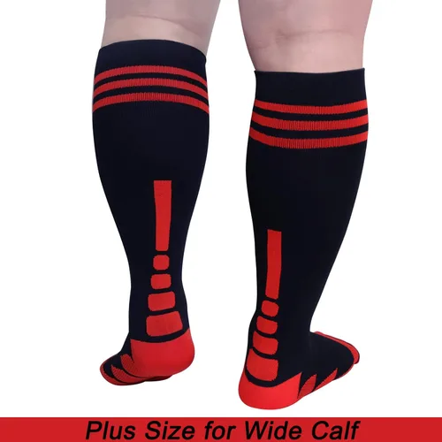 Miniatura 2 de 3 pares de calcetines de compresión de talla grande, pantorrilla ancha, para mujeres y hombres, hasta la rodilla, 20-30 mmHg, circulación