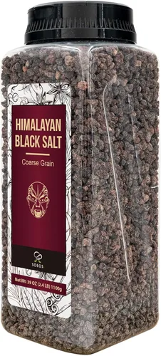 Miniatura 3 de Soeos Sal Negra del Himalaya, Grano Grueso, 2.4 Libras (39 Oz), Sin Gluten, Enriquecida con Minerales Naturales, Sabor Natural Imitación Huevo