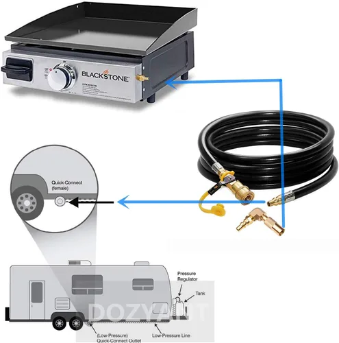 Miniatura 5 de DOZYANT Manguera de conexión rápida de propano RV de 12 pies con ajuste de conversión de codo para parrilla Blackstone de 17 pulgadas y 22 pulgadas