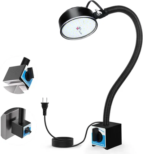 Luz de trabajo LED magnética de 20W, 2000LM, cuello de cisne flexible de 19.685 in, para máquina de coser, torno, banco de trabajo, iluminación de
