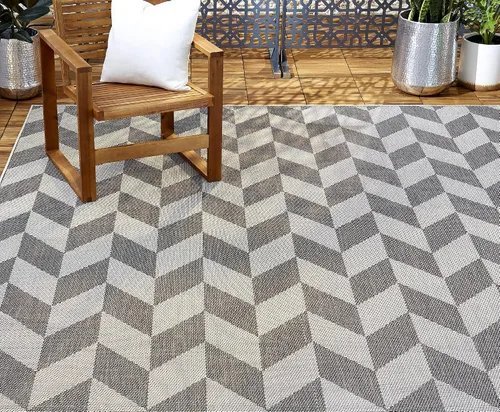 Miniatura 10 de Nicole Miller New York Patio Country Calla - Alfombra contemporánea de espiga para pasillo de interiores y exteriores, azul/gris, 1 pie y 9 pulgadas