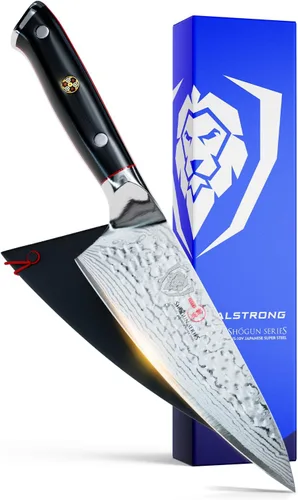 Dalstrong Cuchillo de Chef - Hoja de 6 pulgadas - Serie Shogun ELITE - Damasco - Acero Super AUS-10V japonés - Mango negro G10 - Cuchillo de cocina
