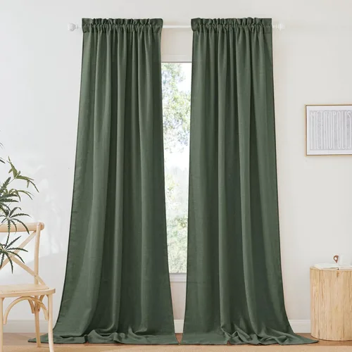 Miniatura 77 de RYB HOME Cortinas extralargas de 108 pulgadas de largo, transpirables con bolsillo para barra, cortinas traslúcidas blancas para sala de estar