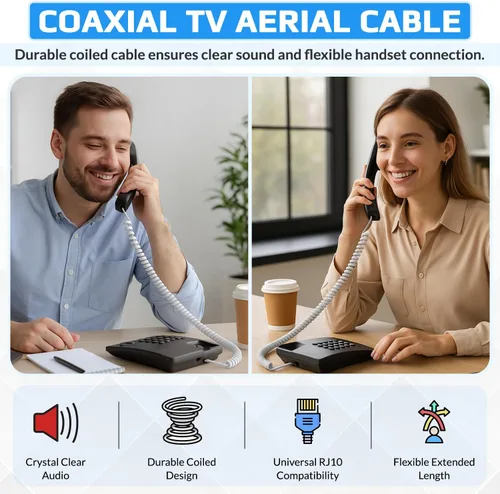 Miniatura 2 de Cable RJ10 para teléfono, cable rizado con resorte, espiral de 6 pies, compatible con teléfonos fijos y IP BT, AT&T, Cisco, NEC, ROLM, ITT, TI Negro