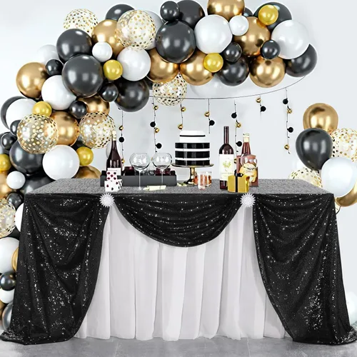 Miniatura 18 de B-COOL Mantel de lentejuelas de 60 x 102 pulgadas, mantel de cumpleaños rectangular azul bebé, brillante, duradero, boda, fiesta, restaurante