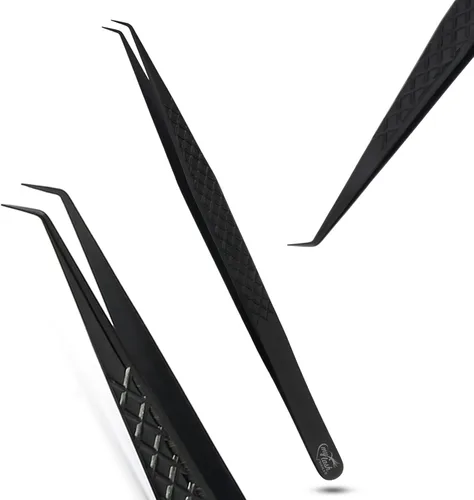Miniatura 13 de Pinzas de aislamiento para extensión de pestañas, pinzas curvadas para aislamiento, acero inoxidable japonés de 5.5 in, lo mejor para aislamiento