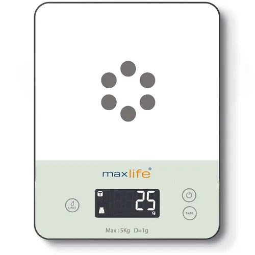 Miniatura 8 de Max Life Báscula digital de cocina ML-CF1 - Báscula de alimentos de alta precisión con medición de tara y varias unidades, diseño delgado con Gris