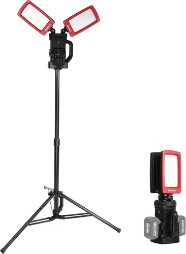 12000LM 85W Luz de trabajo LED inalámbrica de 85W con 12000 lm, de doble cabezal con trípode, compatible con baterías Dewalt, Milwaukee, Makita de