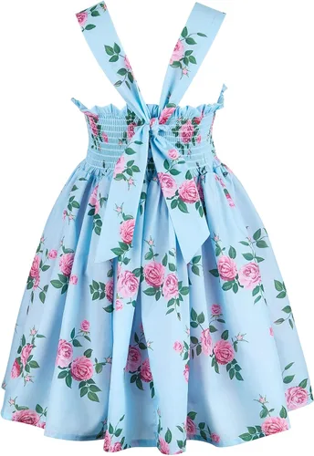 Miniatura 5 de Bcaur Vestido de otoño de algodón para niñas 2T-12, vestido de Pascua con estampado floral casual