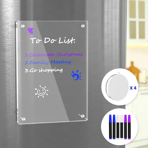Miniatura 8 de AITEE Calendario semanal acrílico para refrigerador, planificador semanal magnético transparente de comidas para refrigerador, planificador semanal