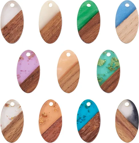 Miniatura 41 de Pendientes de hoja de madera de resina encantos pendientes de madera en blanco