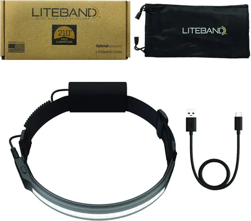 Miniatura 7 de OPTIMAL VENTURES Linterna Frontal LED Liteband Súper Ligera Flex de 300 Lúmenes, Lámpara de Cabeza Brillante, Linternas Frontales con Pilas AAA