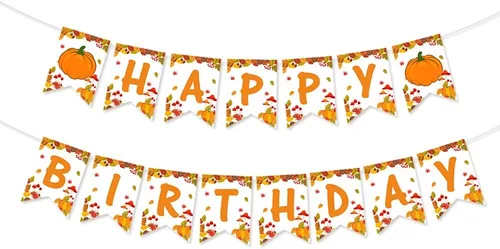 Miniatura 5 de Decoraciones de fiesta de cumpleaños de otoño, calabaza, arce, girasol, pavo, cosecha, granja, suministros de fiesta, pancarta de feliz cumpleaños