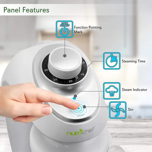 Miniatura 2 de NutriChef Máquina de alimentos para bebés Cocina a vapor 2 en 1 y licuadora de puré Temporizador de vapor ajustable Mezcla de alimentos