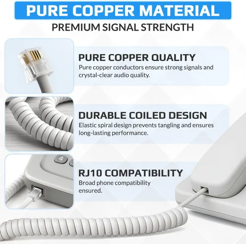 Miniatura 4 de Cable RJ10 para teléfono, cable rizado con resorte, espiral de 6 pies, compatible con teléfonos fijos y IP BT, AT&T, Cisco, NEC, ROLM, ITT, TI Negro