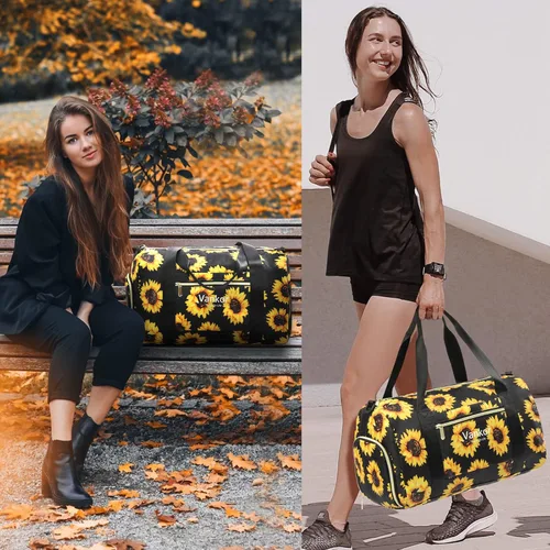 Miniatura 12 de Bolsa de gimnasio para mujer con compartimento para zapatos, impermeable, bolsa de lona deportiva para viajes, fin de semana, llevar en la playa