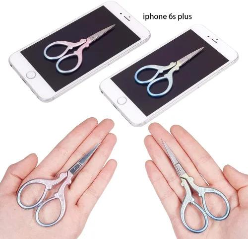 Miniatura 3 de SUNNYCLUE 2 tijeras de coser de 3.7 pulgadas, pequeñas de acero inoxidable, punta afilada, para dar forma a las cejas, tijeras clásicas para Tijeras