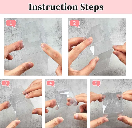 Miniatura 7 de JOERSH Cajas transparentes de 2x2x2 pulgadas para recuerdos con cintas de regalo, 120 piezas, Mini cajas cúbicas transparentes para bodas, baby