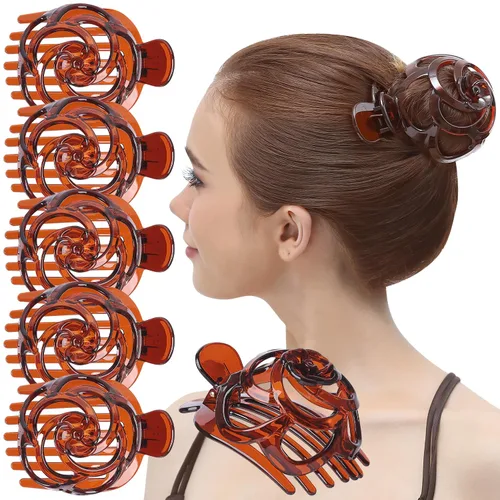 Miniatura 6 de RC ROCHE - 6 piezas para hacer moños para mujer, clip de pinza para el cabello, nido de pájaro, ballerina, soporte redondo francés, cúpula