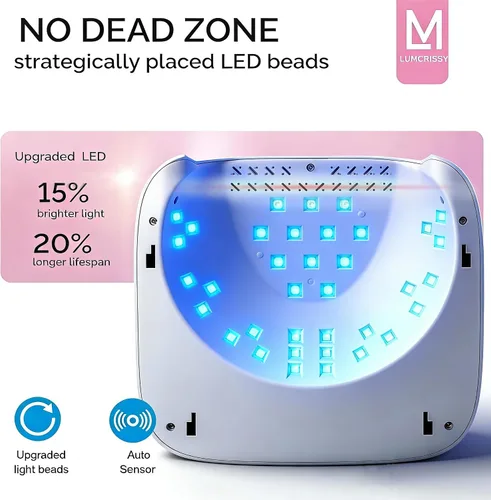 Miniatura 2 de Lámpara de uñas LED UV con base reflectante desmontable, pantalla LCD grande de 36 cuentas, sensor automático y 4 ajustes de temporizador, luces