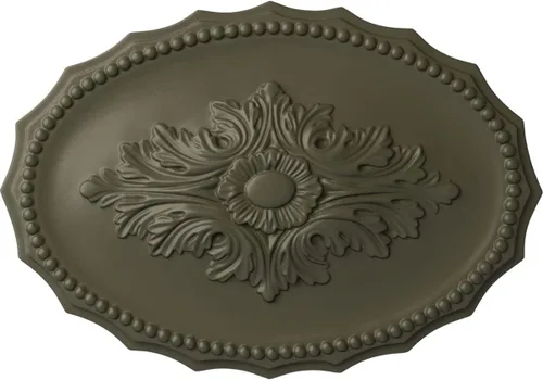 Miniatura 45 de Ekena Millwork CM16OX Medallón de techo Oxford, 16 7/8" W x 11 3/4" H x 1 1/2" P, imprimado en fábrica Imprimación de fábrica.