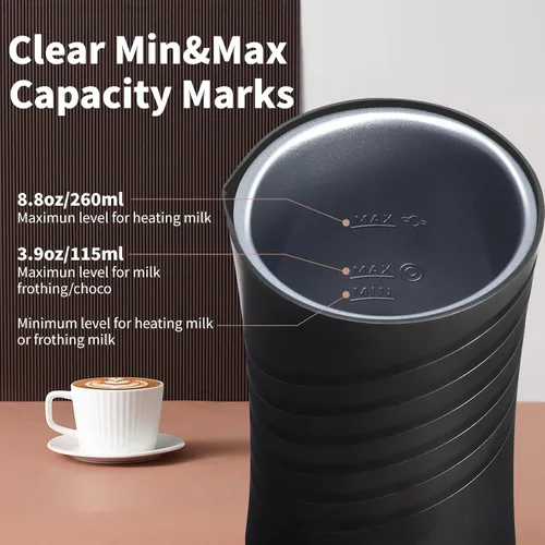 Miniatura 2 de SEEDEEM Espumador de leche, espumador de leche eléctrico 5 en 1 y vaporizador, máquina automática de espuma caliente y fría con 2 batidores