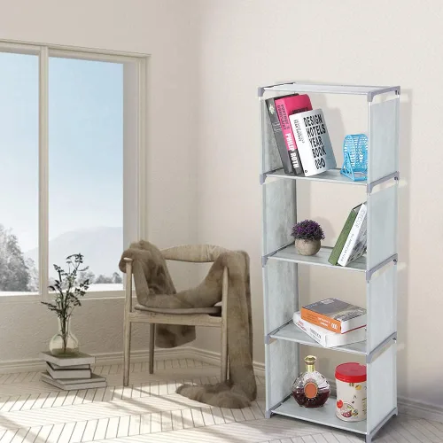 Miniatura 5 de JUOPZKENN Estanterías, estantería abierta, organizador de almacenamiento, estante de plástico para libros, estantería portátil vertical