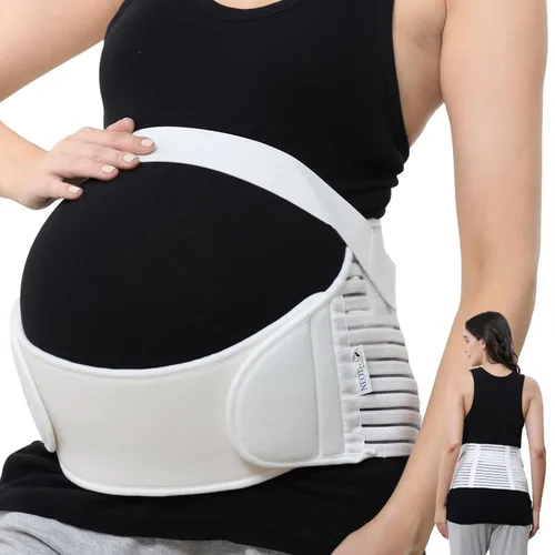 NeoTech Care Cinturón de maternidad de soporte para embarazo, banda de cinturaespaldaabdomen, soporte para el vientre (talla XL, color marfil)
