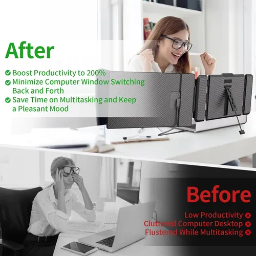 Miniatura 5 de Extensor de pantalla para laptop de 14 pulgadas, monitor portátil dual FHD 1080P IPS segunda pantalla para portátiles de 13 a 17 pulgadas, Plug &
