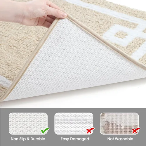 Miniatura 6 de HOMEIDEAS Alfombra de baño, suave y absorbente de agua, alfombra de microfibra de felpa esponjosa antideslizante para bañera y ducha
