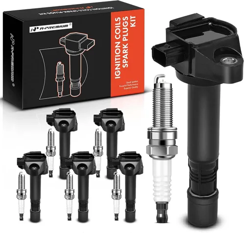A-Premium Juego de 6 paquetes de bobinas de encendido y bujías de iridio compatibles con Honda Accord 2013-2017, Pilot 2016-2019, Odyssey 2018-2019,