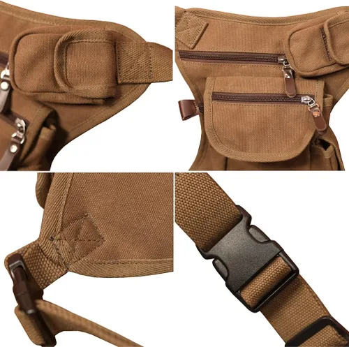 Miniatura 6 de Hebetag Riñonera para exteriores, bolsa de lona para hombres y mujeres, para viajes, táctica, motocicleta, ciclismo, senderismo, camping, muslo