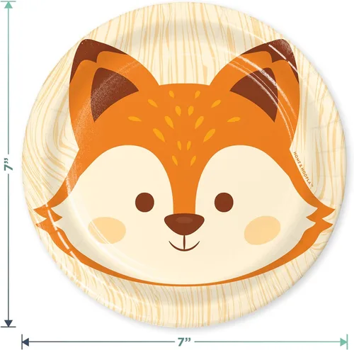 Miniatura 3 de Woodland Animal Fox Party Pack - Platos de postre de papel, servilletas para bebidas, recortes colgantes y juego de cubierta de mesa (sirve 16)