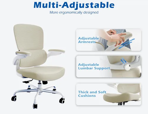 Miniatura 4 de TRALT Silla Ergonómica de Oficina - Silla de Escritorio con Soporte Lumbar Ajustable Silla de Computadora - Silla Cómoda de Malla con Reposabrazos