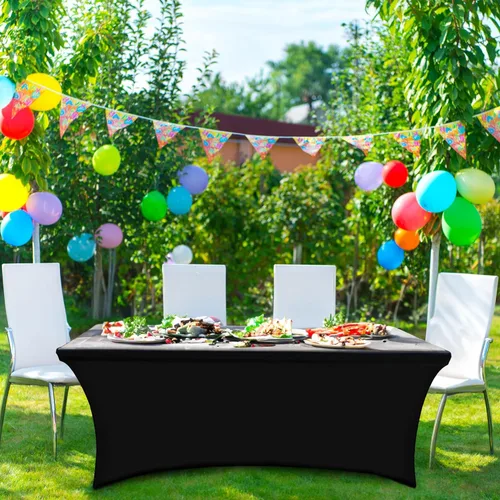 Miniatura 2 de YOUR CHAIR COVERS Paquete de 6 manteles rectangulares de elastano ajustables de 6 pies, para decoración de bodas, eventos, patio, tela elástica