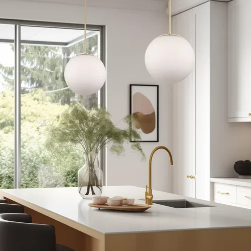 Miniatura 3 de Kira Home Ceres - Lámpara colgante de orbe de 14 pulgadas de estilo moderno de mediados de siglo con difusor esmerilado blanco mate suave, acabado