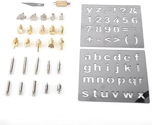 Kit de quemado de madera y pirografía de cuero, juego completo de puntas de soldadura para quemar madera, tallado en relieve, kit de soldadura