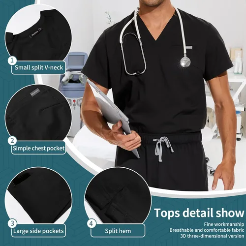 Miniatura 3 de niaahinn Scrub for Scrubs Top con cuello en V clásico y pantalones deportivos de yoga, uniforme médico de enfermería