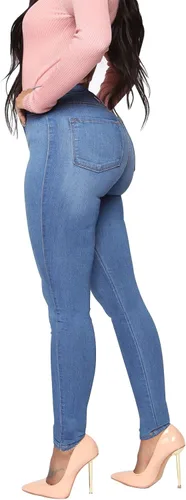 Miniatura 69 de KUNMI - Pantalones de mezclilla clásicos de cintura alta para mujer, elásticos, con efecto de levantamiento de glúteos, ajustados