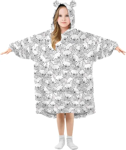 Miniatura 28 de Mantas portátiles para niños, sudadera con capucha tipo manta de gran tamaño, suave y cálida, regalos para niños, niñas y adolescentes de 3 a 14