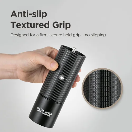Miniatura 7 de Molinillo de café manual, rebaba cónica de acero inoxidable con ajuste ajustable, doble rodamiento, capacidad máxima de 0.88 onzas, molinillo